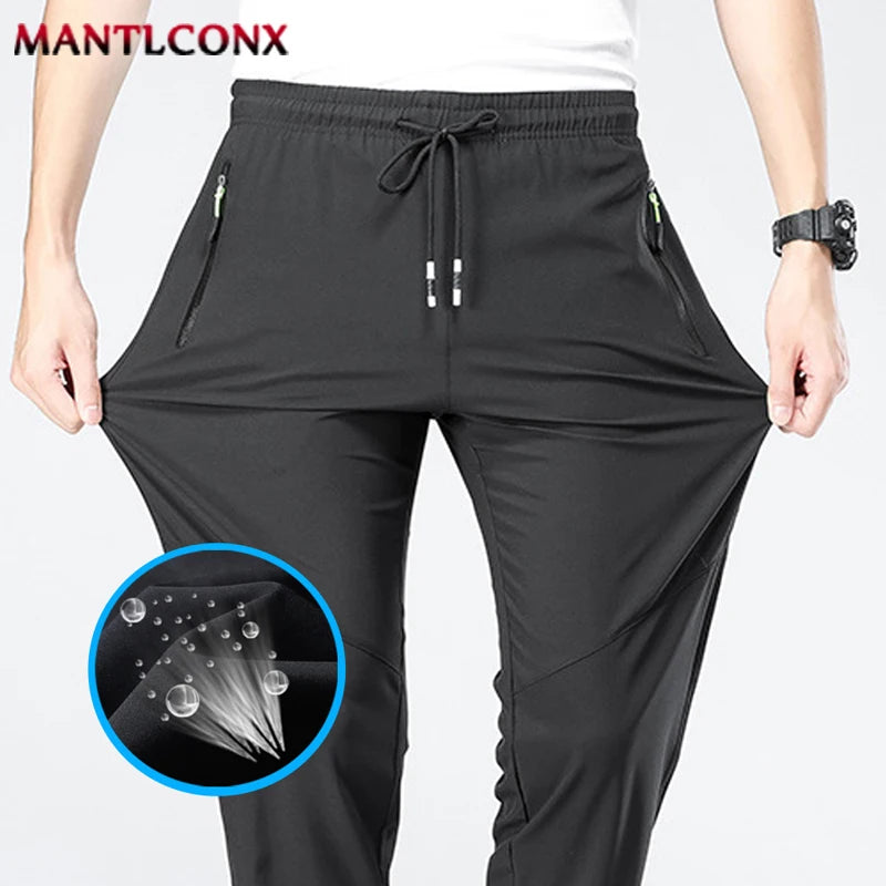 Breathable Men's Casual Pants Quick Dry Straight Elastic Waist Jogger Sweatpants Korean Classic Sport Trousers Plus Size 4XL 5XL
