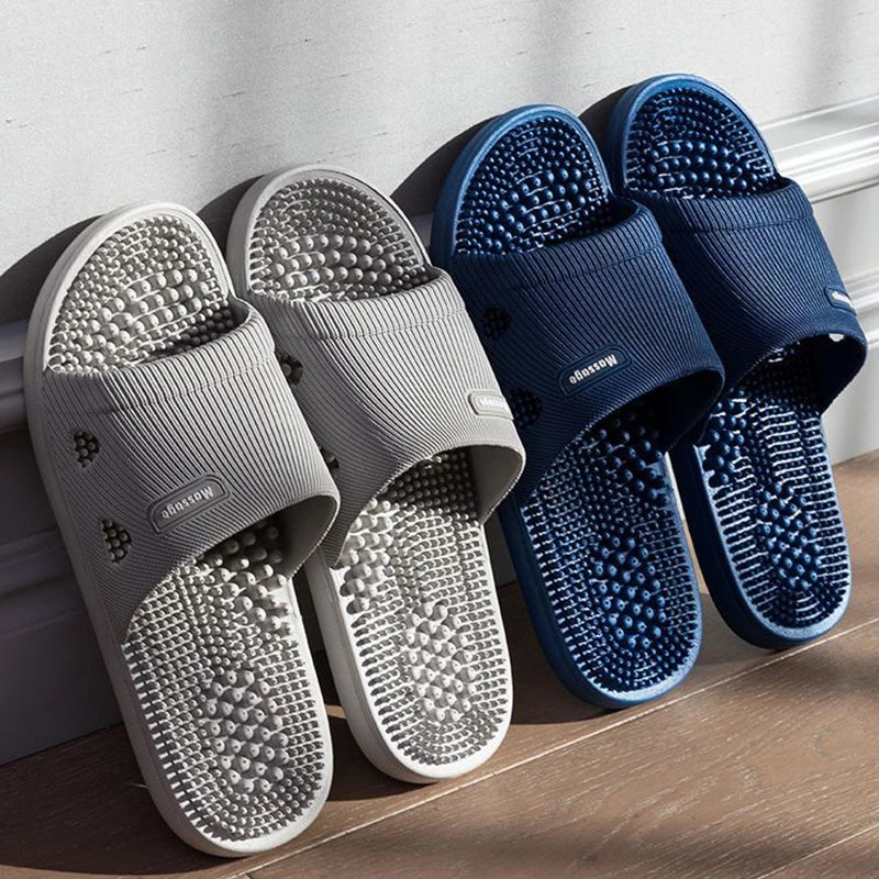 Summer Slippers for Men PVC Massage Non Slip Solid Color Comfortable Durable Bathroom Shoes Cool Pool