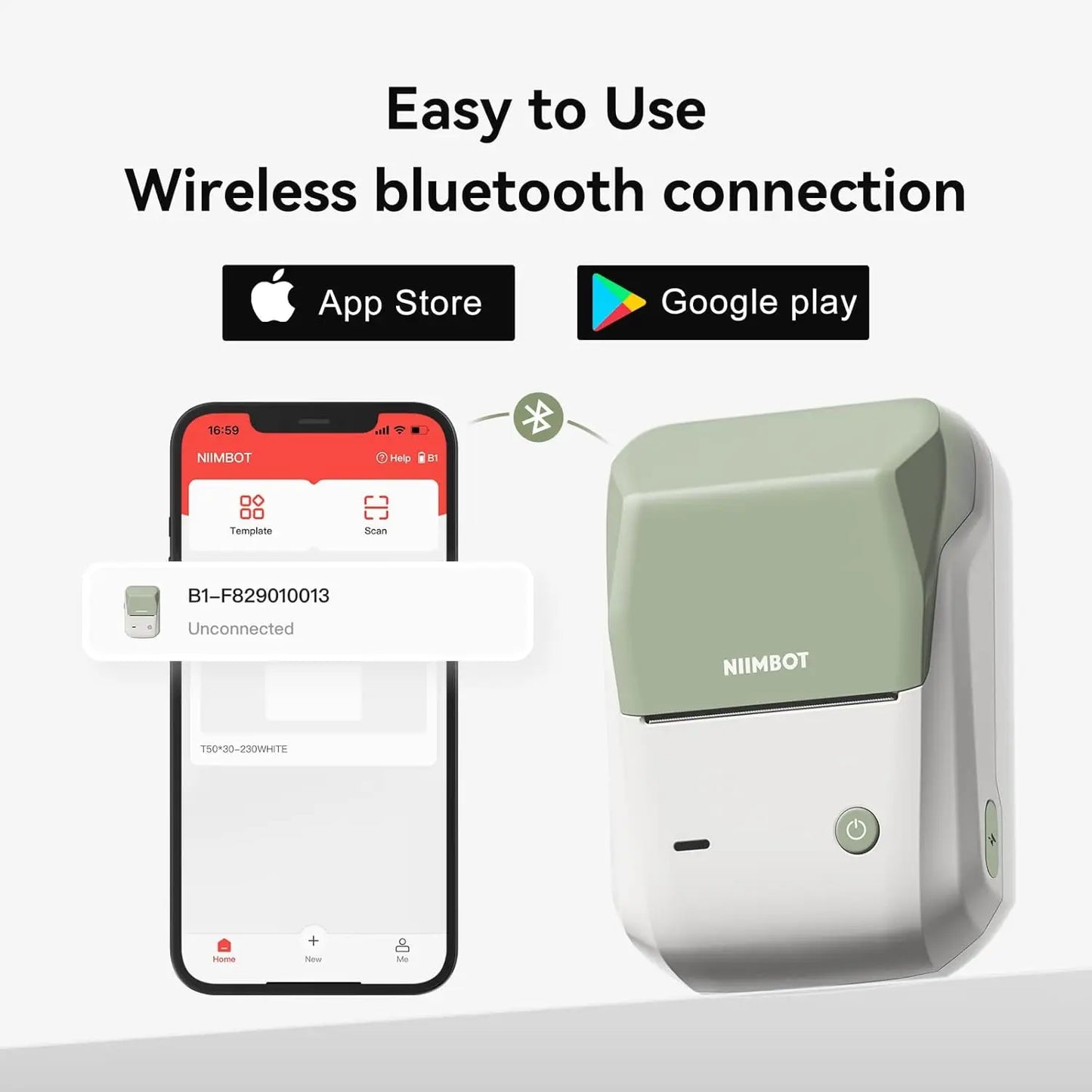 NIIMBOT B1 Portable Thermal Printer With Tapes 2 Inch Adhesive Label Machine Mini Bluetooth Sticker Maker Waterproof Labels Roll - Shoppiline
