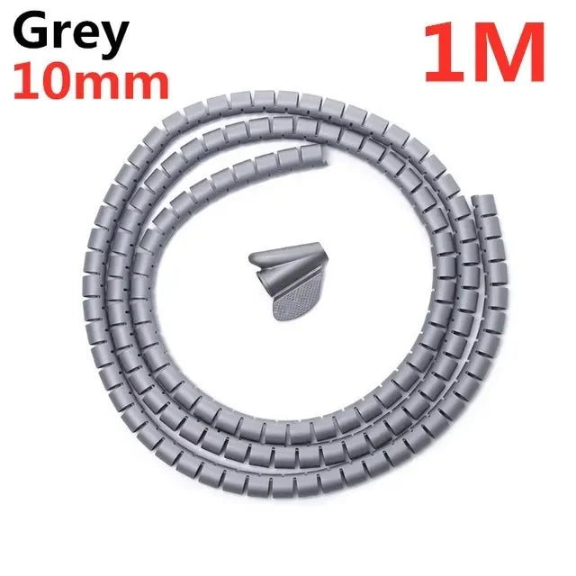 1/2M Organisateur de câbles flexible en spirale Serre-câbles Rangement Tuyau Protection de cordon Gestion des câbles Enrouleur de câbles de bureau Rangement d'accessoires Outils
