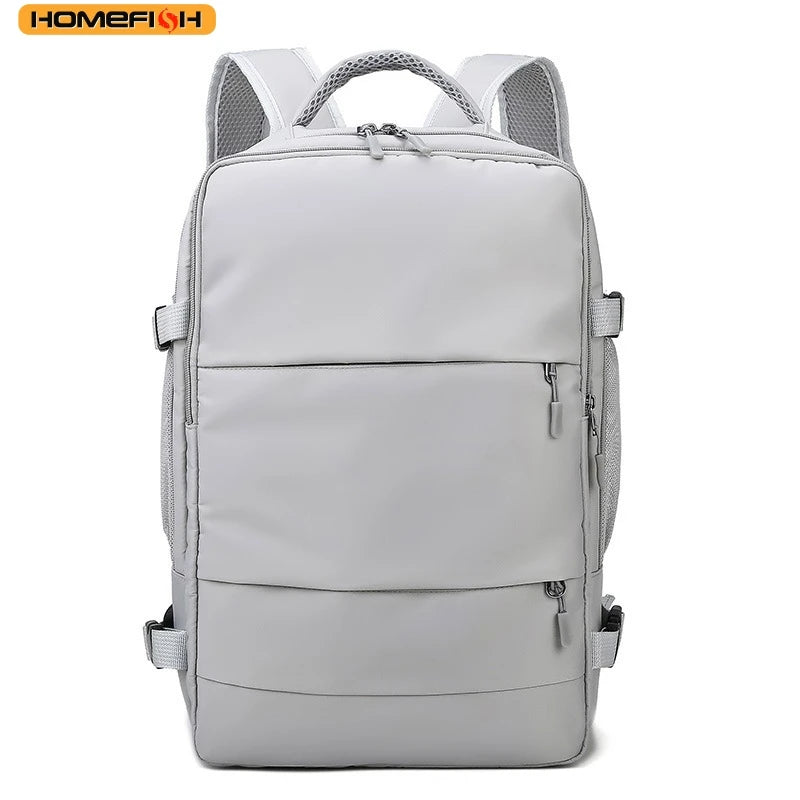 HOMEFISH Casual Anti-Theft Travel Backpack, Waterproof Large Capacity Backpack with USB Charging Port and Luggage Strap