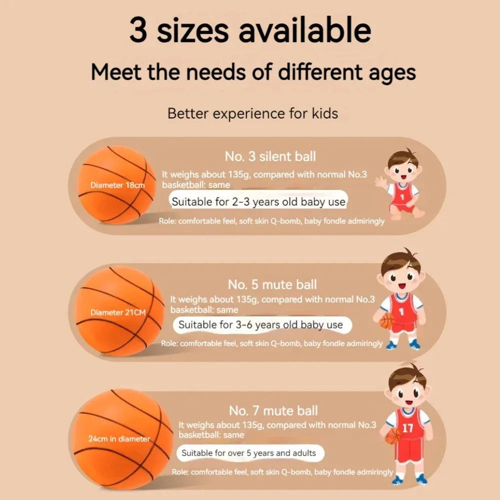 Foam Basketball Kids Silent Basketball Bouncing Mute Silent Ball Bounce Squeezable Mute Bouncing Basketball - Shoppiline