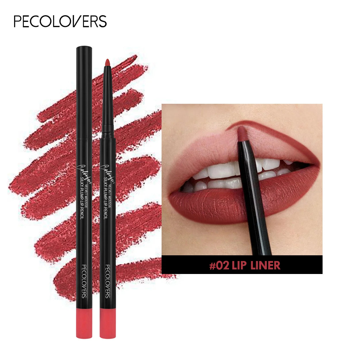 Wasserfester Matter Lipliner-Stift Rot Kontur Lippenstift Langanhaltend Antihaftend Feuchtigkeitsspendendes Lippen-Make-up 12 Farben