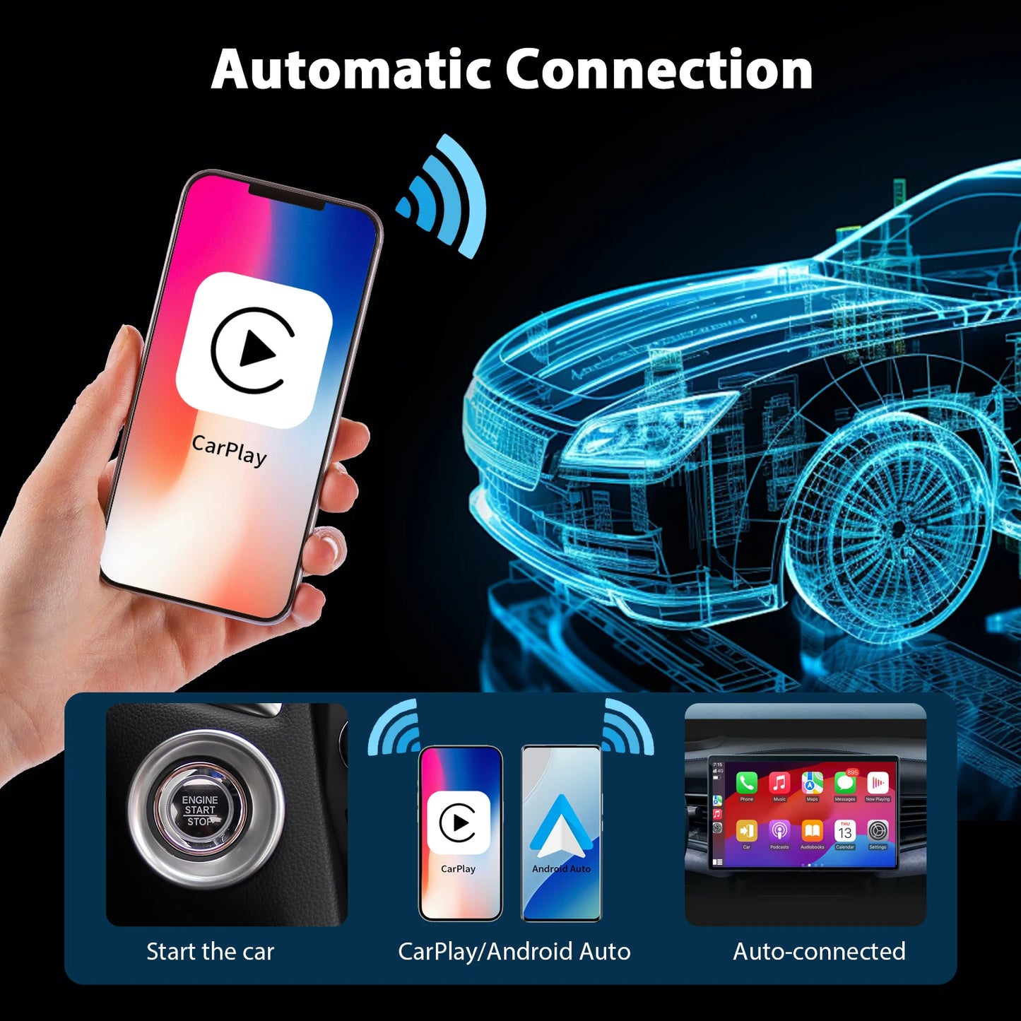 Mini Wireless Carplay Adapter for iPhone, 2025 2 in 1 Stable Universal Wireless carplay Adapter, Convert Wired to Wireless - Shoppiline