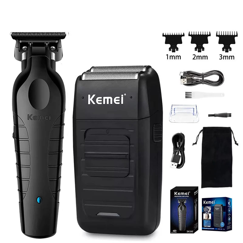 Kemei Professional Electric Hair Clippers USB Rechargeable Barber Trimmer Men's Electric Shaver Clippers KM-2299 KM-1102 Kit