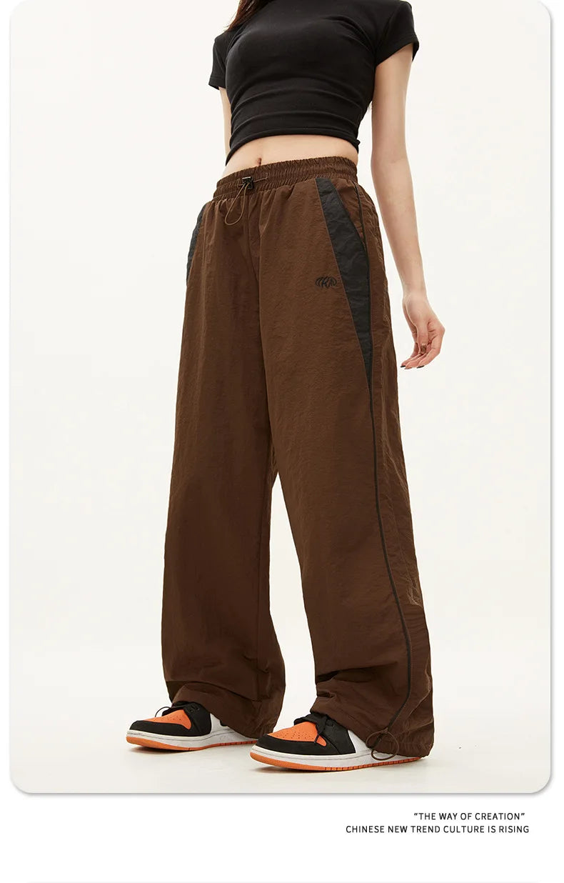 Damen lässige Jogginghosen Mode Streetwear Übergroße Sport-Weite Beinhosen Hip Hop Y2k Sweatpants High Waist Baggy Hosen