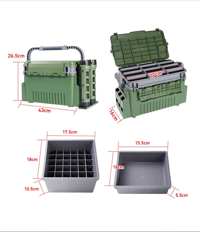 Large Fishing Tackle Box Multifunction Capacity Stand Rod Holder Cup Holder High Quality Plastic Egi Box Fishing Box - Shoppiline