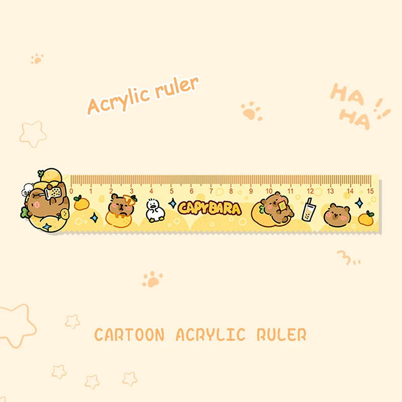 15cm Capybara Ruler Wavy Lines Drawing Tools Acrylic Cute Cartoon Straight Ruler Stationery School Office Supplies