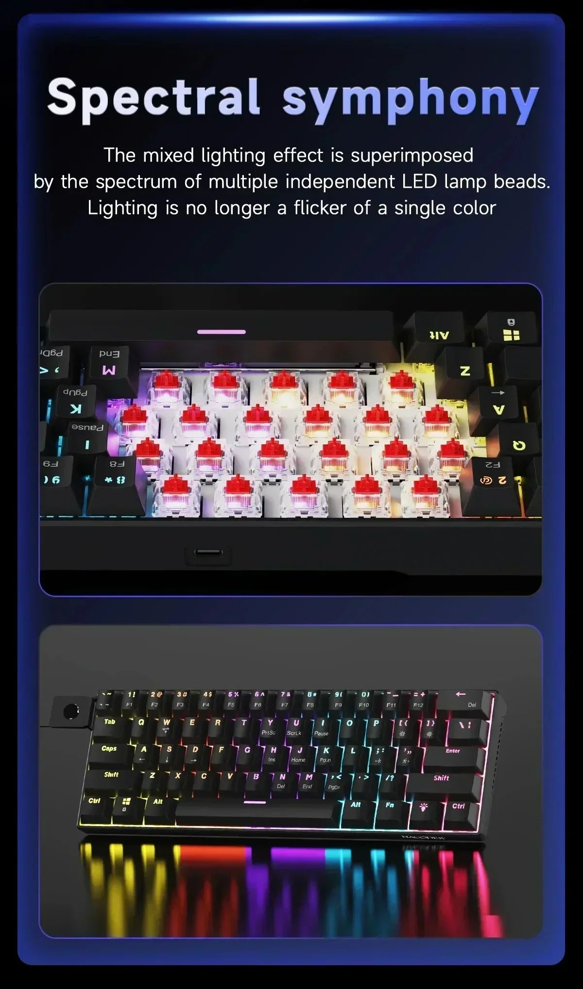 AJAZZ NK61 Wired Mechanical Keyboard 61 Keys 60% Compact  Hot Swappable Red Switch RGB Backlit Portable for Gaming Laptop Gamer