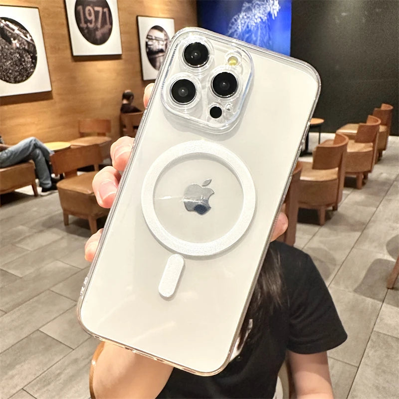 Strong Magnetic Magsafe Wireless Charging Case For iPhone 16 16E 15 14 13 12 11 Pro Max Plus Mini Hard Acrylic Silicone Cover