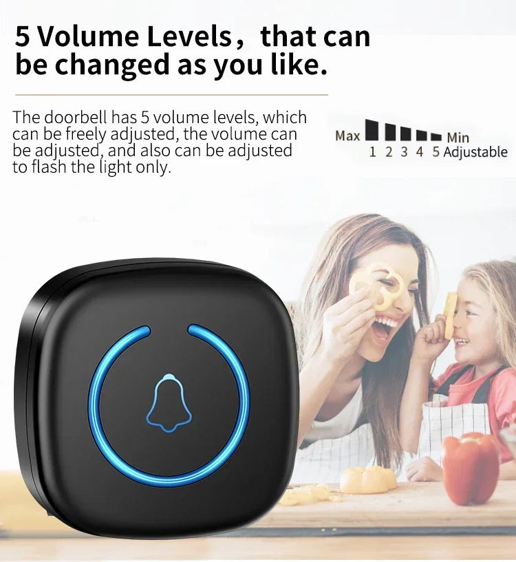 Wireless Doorbell Intelligent Welcome Door Bell 300M/984 FT Remote 60 Songs Melodies Home Smart Doorbell US EU Plug Optional
