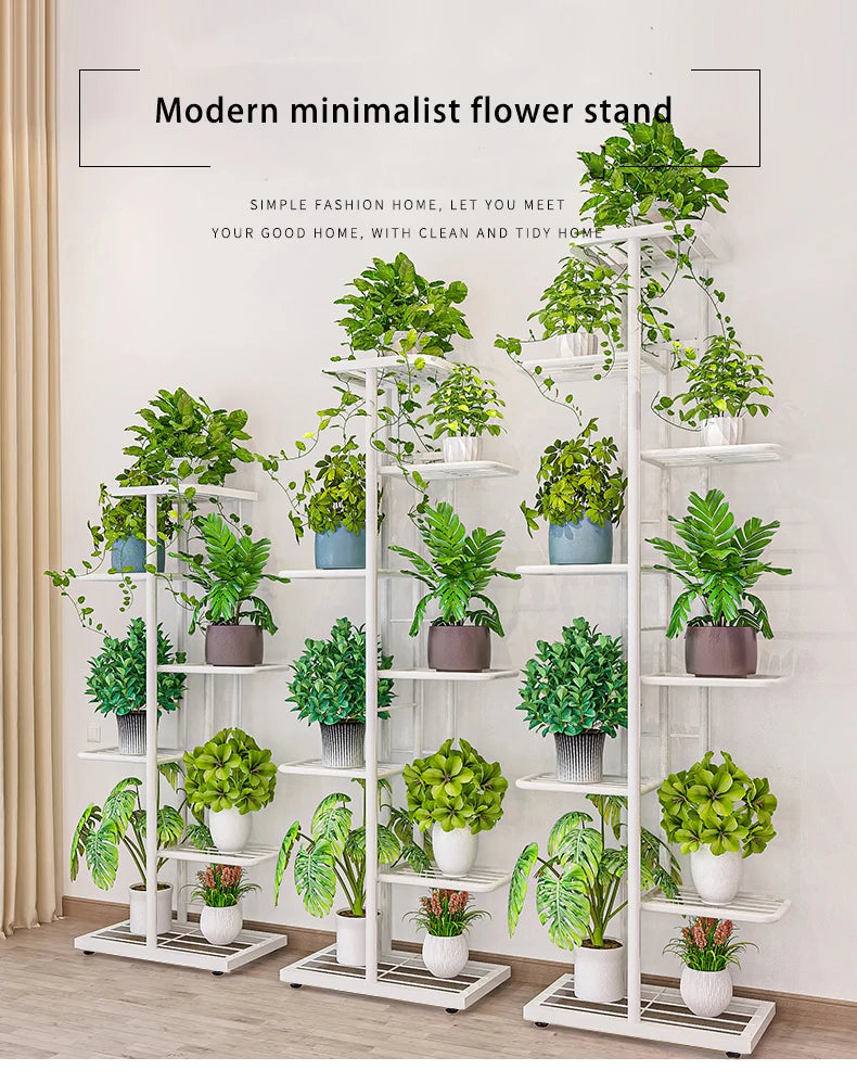 Cordlal Glänzender Blumenständer Eisen 6/7/8 Etagen Pflanzenhalter Ablageregal Topfregal Organizer Hausgarten-Dekoration