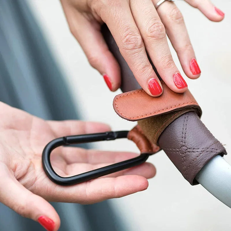 1/2pcs PU Leather Baby Bag Stroller Hook Pram Cart Organizer 360 Degree Rotatable Hook High-quality Crochet Stroller Accessories
