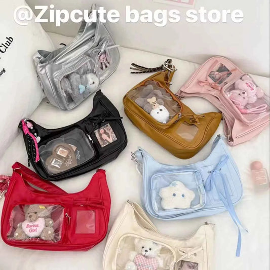 Y2k Harajuku Shoulder Bag Women Korean Transparent Ita Bag School Crossbody Bag Female Japanese Designer Preppy Handbag Purse