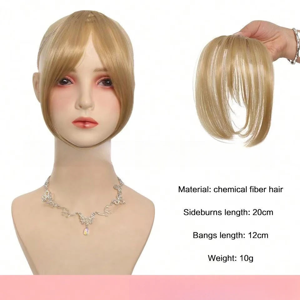 Synthesis Wig Middle-Part Bangs Hair Extensions Clip In Forehead Natural Seamless French Oblique Bangs Eight-Character Bangs