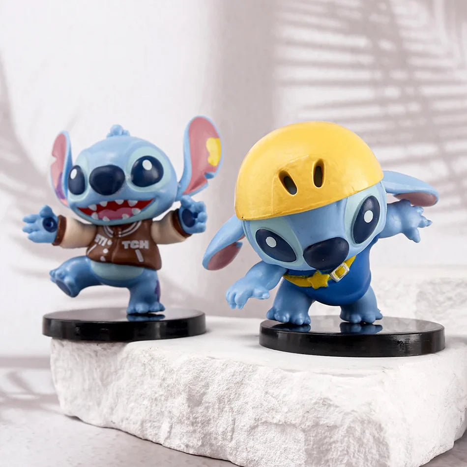 Musikparty-Serie Star Baby Anime Film Stitch Handgefertigtes PVC-Modell Rock Stitch Handgefertigtes Kinderspielzeug Geburtstagsgeschenk