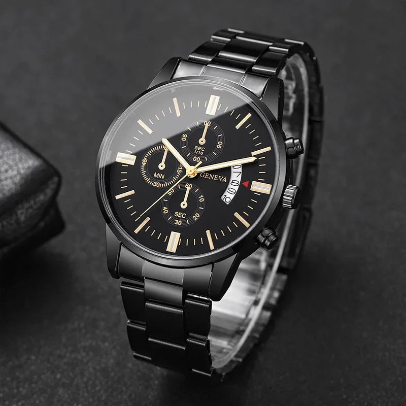Luxus Edelstahl Herren Kalender Quarz Uhr Mode Business Uhren für Herren Uhr Reloj Hombre