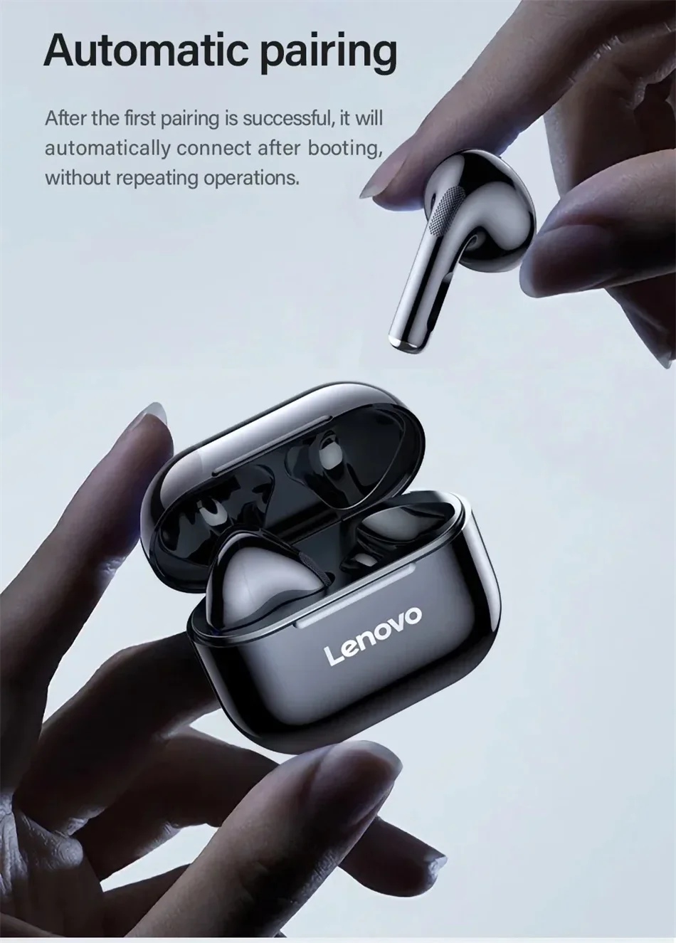 LenovoLP40 Bluetooth Earphones TWS Immersive Sound HIFI With Mic Wireless  Headphones Touch Control HD Call Game Earbuds fashion