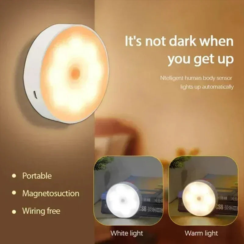 Motion Sensor Light USB Rechargeable Night Light LED Lamp for Kitchen Bedroom Stairs Hallway Cabinet Closet Wardrobe Nightlight