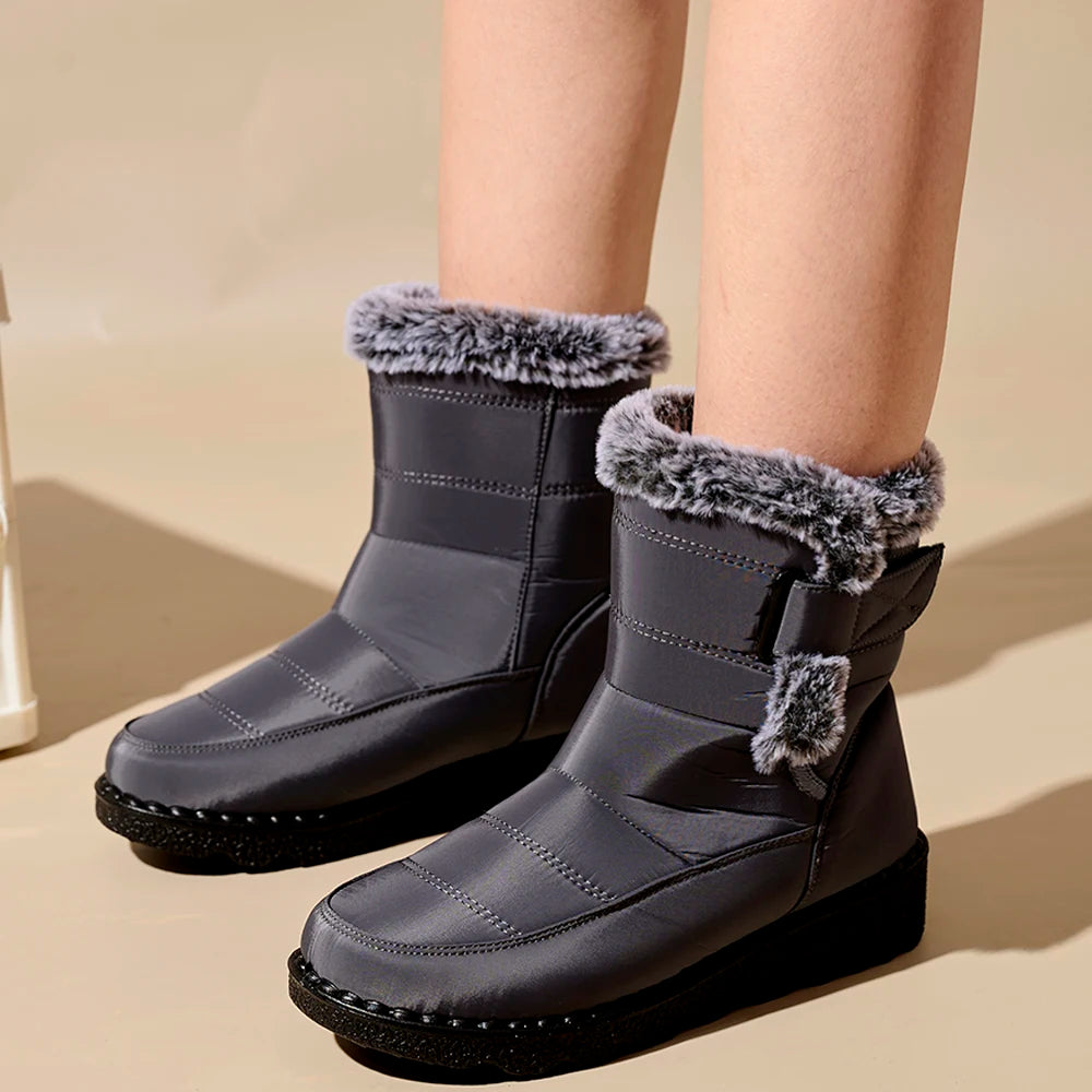 Winter Women Boots Waterproof Snow Boots Plus Size Casual Platform Ankel Boots Warm Fur Women Shoes Antislip Fashion Cotton Shoe