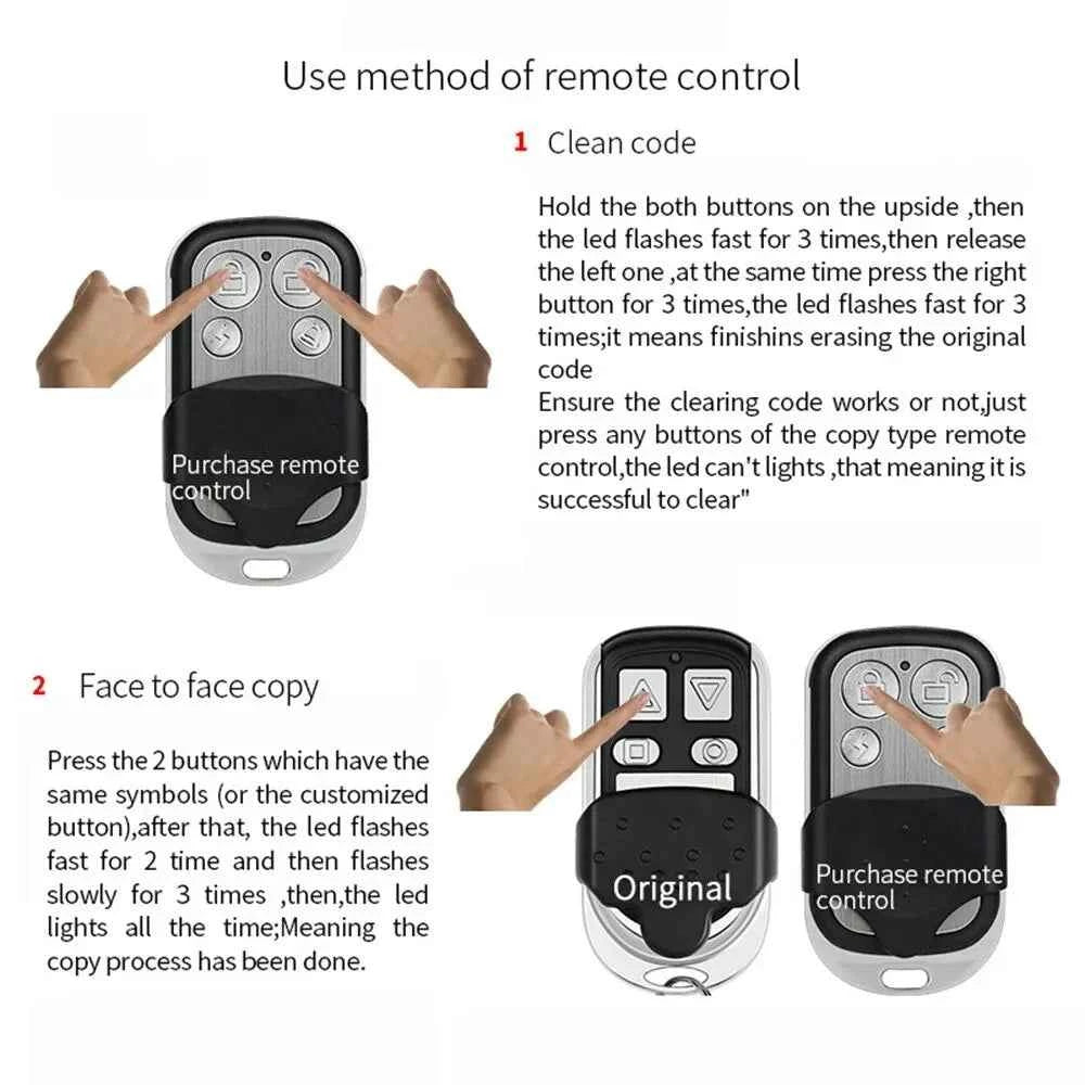 433MHz Smart Copy Duplicator Metal Push Button Remote Control Transmitter ABCD 4Button Garage Door Opener Remote 1pc