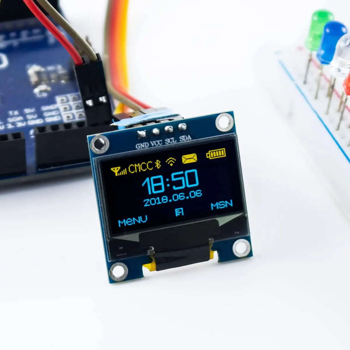0.96 Inch OLED Display Module, 128x64 Pixel I2C SSD1306 Luminous OLED Screen Board Compatible with Arduino Raspberry Pi ESP32
