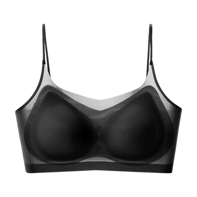 Ultra-Thin Breathable Ice Silk Bra Lingerie Women'S Seamless Back Halter Vest Wraps Small Breasts Sexy And Comfortable Top