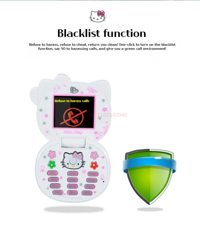 New K688 Hello Kitty Cute Mini Girl Mobile Phone With Flip Cartoon No Lock Children Dual Card Mobile Phone Kids Gift Kawaii Toys