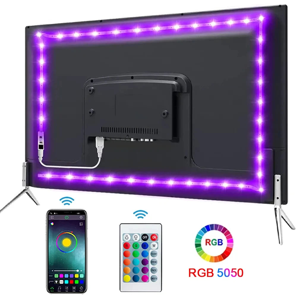 5V LED-Streifen USB RGB 5050 LED-Lichtband Musik-Synchronisation App-Steuerung Luces Led Flexible Lampe für Raumdekoration TV-Hintergrundbeleuchtung