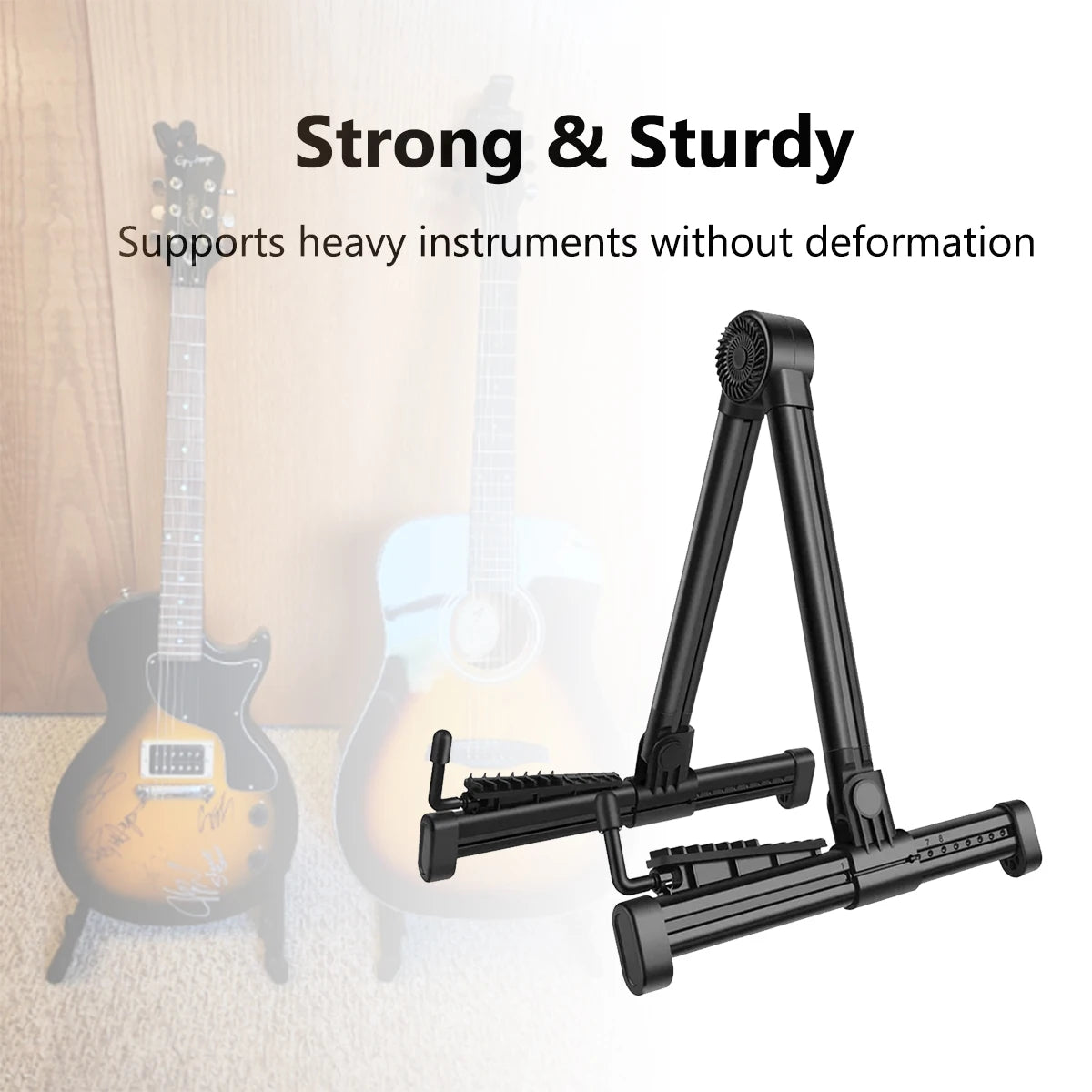 Miwayer Adjustable Universal Guitar Stand - Foldable ABS/Silicone Holder for Acoustic/Electric Guitar, Ukulele, Violin & Banjo