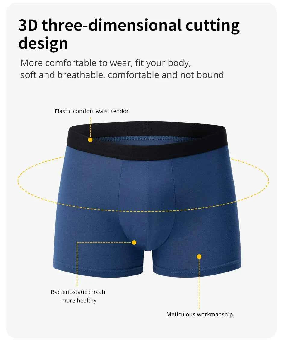 4 Pack Europe and America Size MEN'S Solid Color Sexy Boxer Underwear Antibacterial Breathable plus Size MEN'S Shorts Underwear