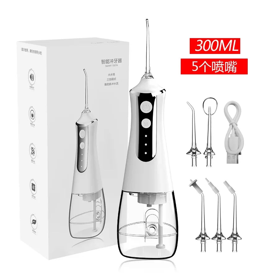 HOMEFISH Oral Irrigator Portable Dental Water Flosser USB Rechargeable Water Jet Floss Tooth Pick Jet Tip Modes Waterproof