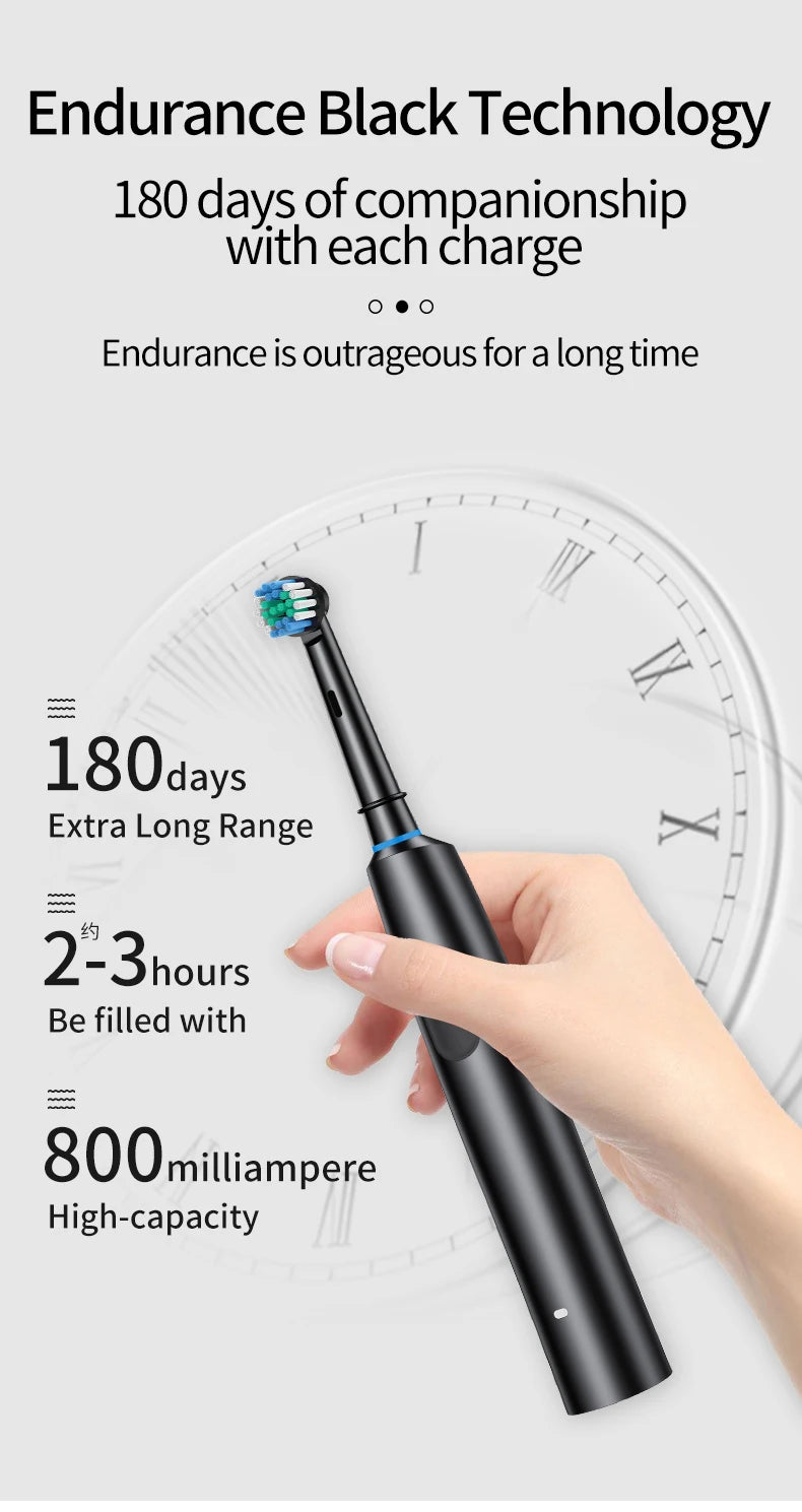 HOMEFISH Bestselling 5-Speed Rotating Electric Toothbrush 360° Rotating Soft Bristle Head Waterproof Sonic Rechargeable