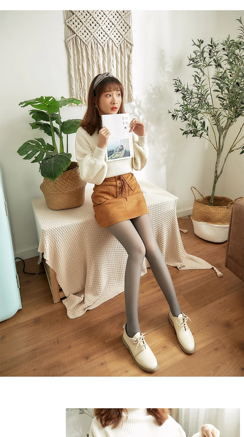 Collants Thermiques Femme Doublés Polaire Collants Hiver Chauds Sexys Collants Opaques Translucides Amincissants Épais Collants Élastiques en Velours Fins