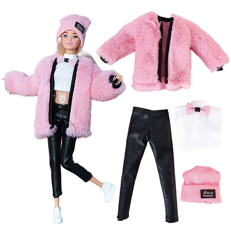NEW Fashion Clothes For Doll 30cm Daily Sportwaer Winter Sweater Pants Plush Coat Shoes For Doll Mini Accessories Christmas Gift - Shoppiline