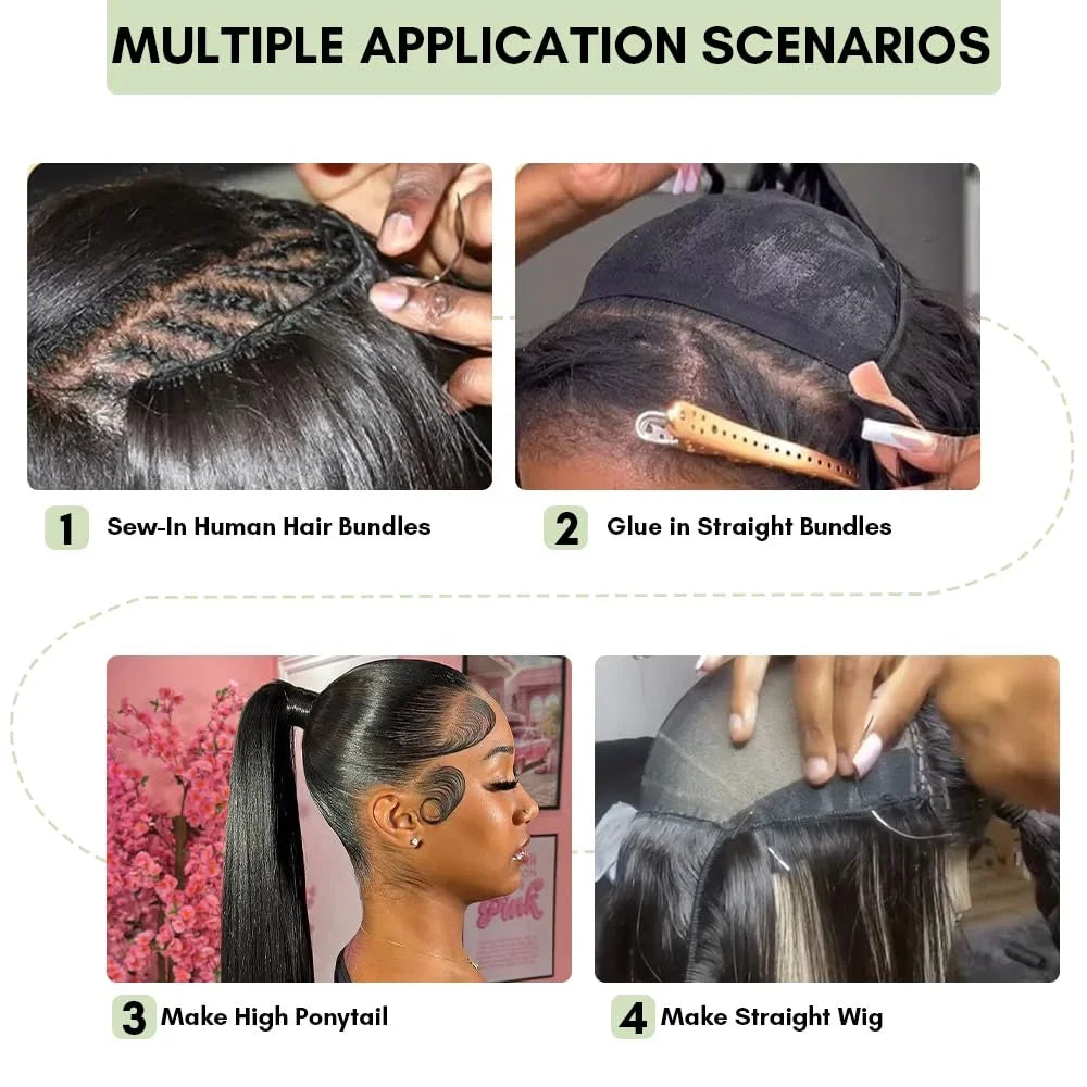 30 32 Inch Full Head Body Wave Bundles 100% Raw Human Hair Weaving Virgin Hair Extensions 1 3 4 Pcs Natural Black Color Double Weft Remy Hair Thick Full Ends Hair Bundles