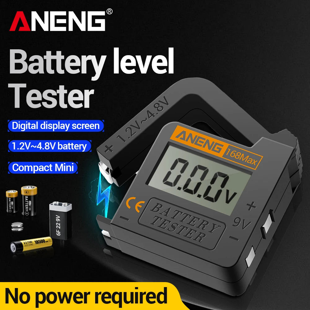 Universal Lithium Battery Tester ANENG 168Max Capacity Test Checkered Load Analyzer Check AAA AA Button Cell Home Essential Tool