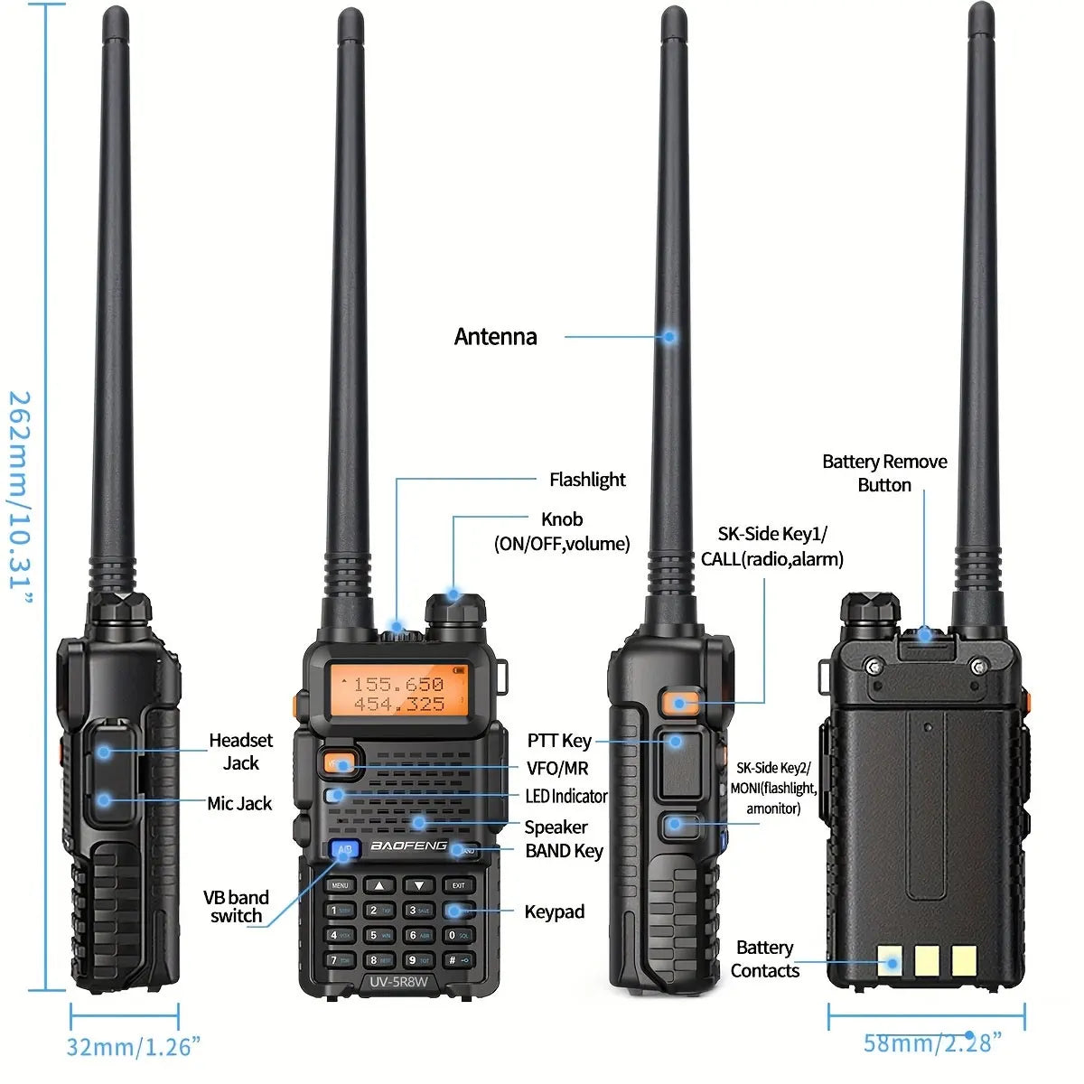 1/2PCS BaoFeng UV-5R 8W Tri-Power Walkie Talkie High Power Dual Band Long Range 128 CH Portable Handheld UV 5R Ham Two Way Radio - Shoppiline