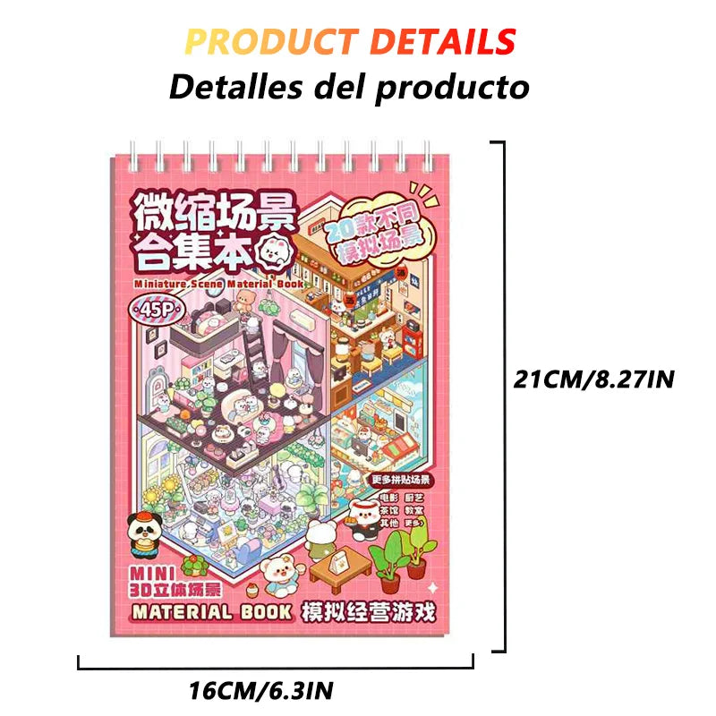 20Pcs 20in1 3D Cartoon Sticker Book | DIY Scenes Creative Gift for Kids, Portable Sticker Album for Birthday Christmas Crafts