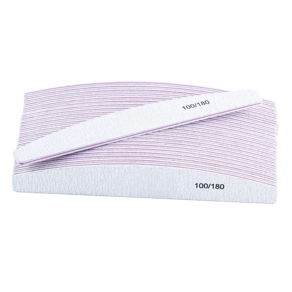 10Pcs/Lot 80/100/150/180/240 Grit Limas Trimmer Lime Nail Art Ongle Manicure Tool Nail File Buffer Double Side Nail Files Buffer