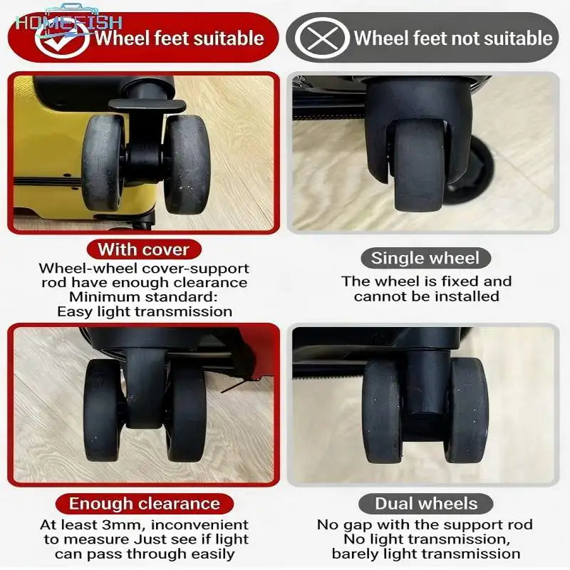 Homefish 8pcs Universal Luggage Suitcase Wheels Silicone Wear Resistant Trolleys Case Caster For Suitcase