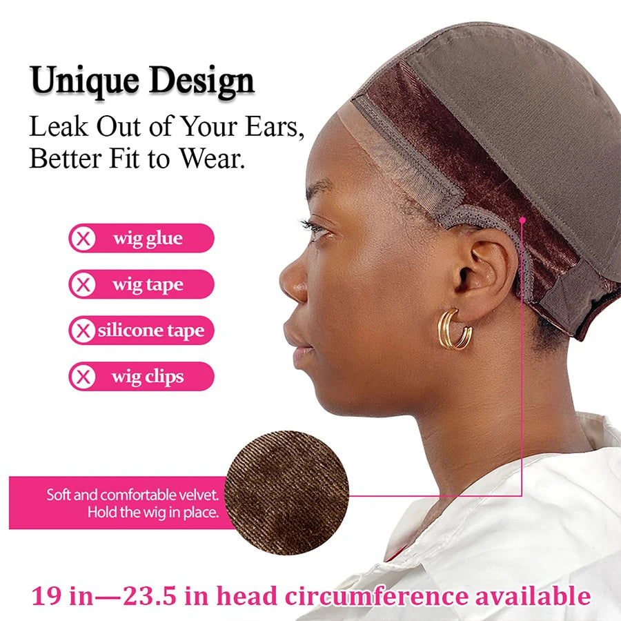 Female Headband Wig Cap Hd Lace Wig Cap For Wig Making U Part Wig Caps With Adjustable Velvet Wig Grip To Wear Wig Nude Hair Net