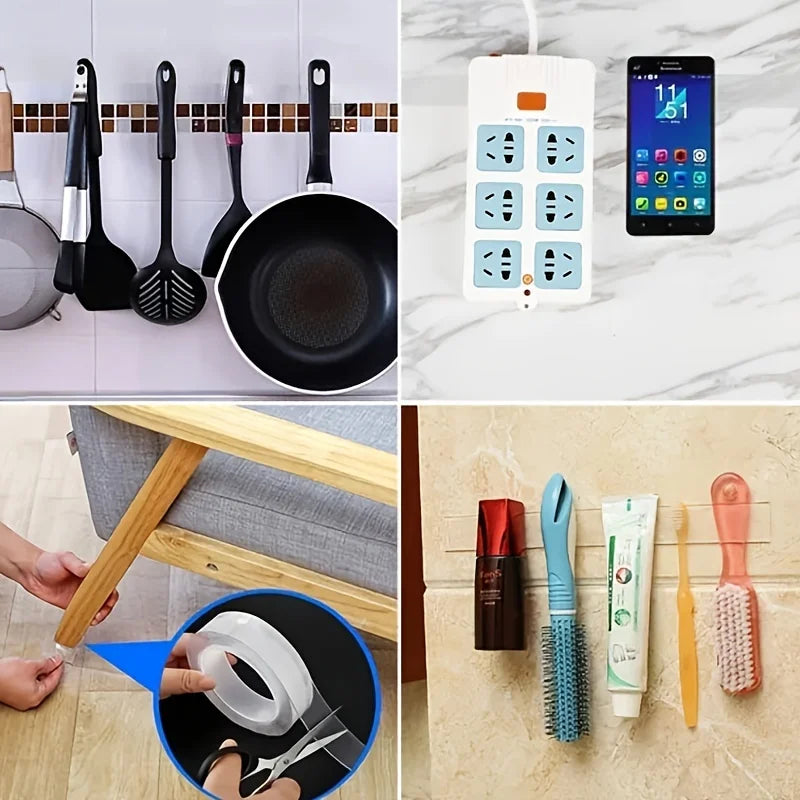5m Double Contact Nano Tape Powerful Extra Strong Sided Adhesive for Kitchen and Bathroom Waterproof and Cleanable Tool