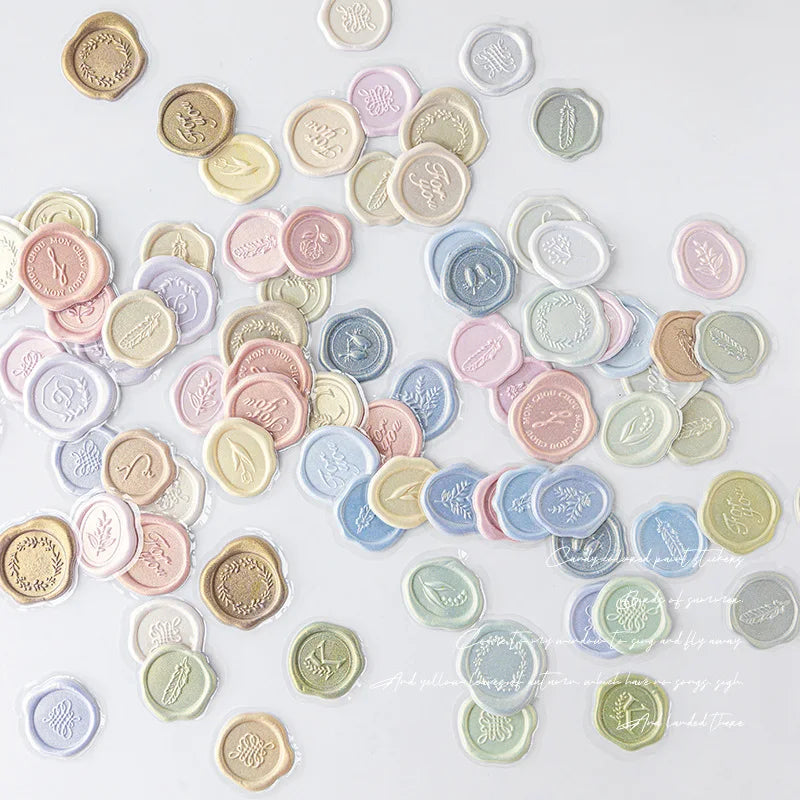 18pcs Wax Seals Stickers Vintage Envelopes Sealing Stamps Stickers Kawaii DIY Scrapbooking Journal Planner Sticky Label Tags