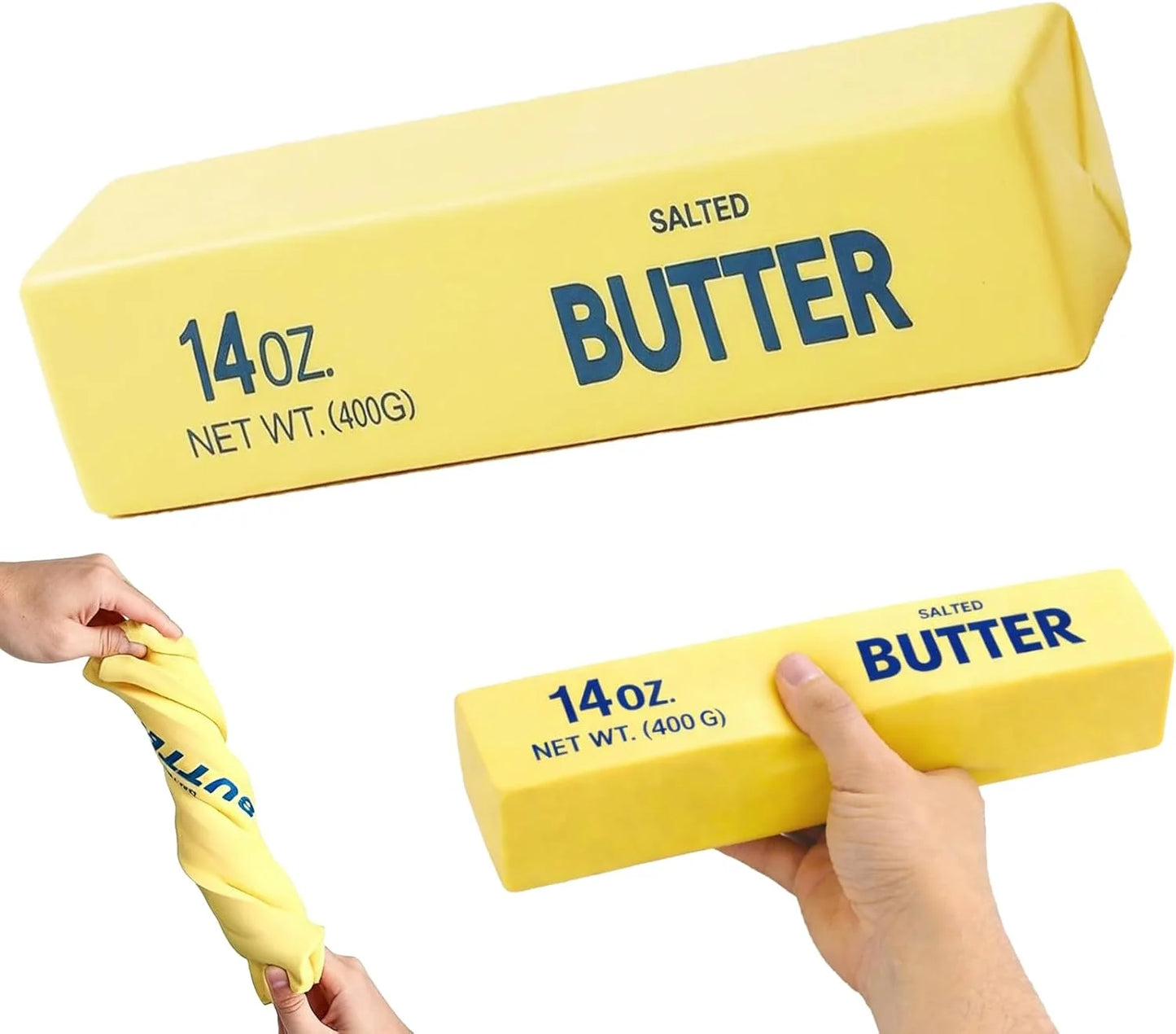 Slow Rebound Realistic Butter Stick Squeeze Stress Balls 2026 New Upgraded Wet Slow Rebound Soft Fidget Toys Cute Simulation Butter Shape Decompression Toy Effective Anxiety Relief Portable Pocket Play Toy Perfect Party Favor