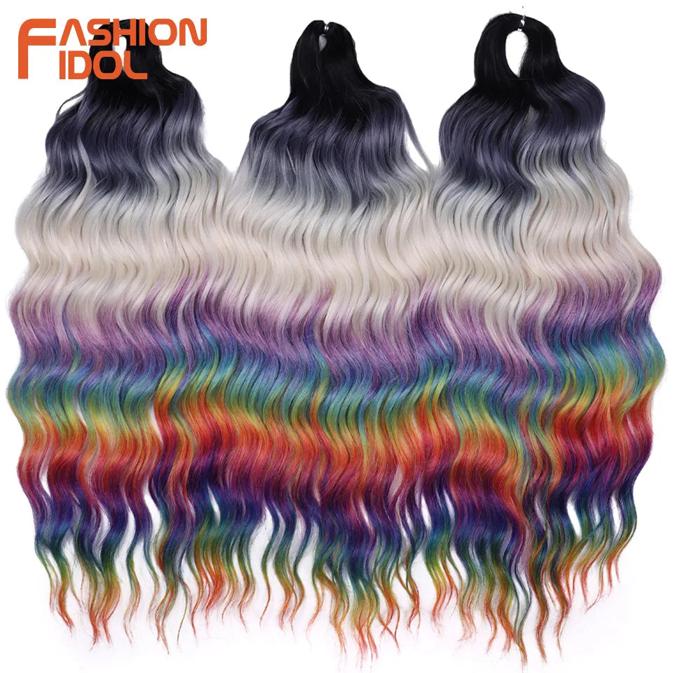Anna Hair Extensions synthétiques de tresses Loose Deep Wave 24 pouces, cheveux tressés ondulés, cheveux bouclés torsadés au crochet Ombré Blond