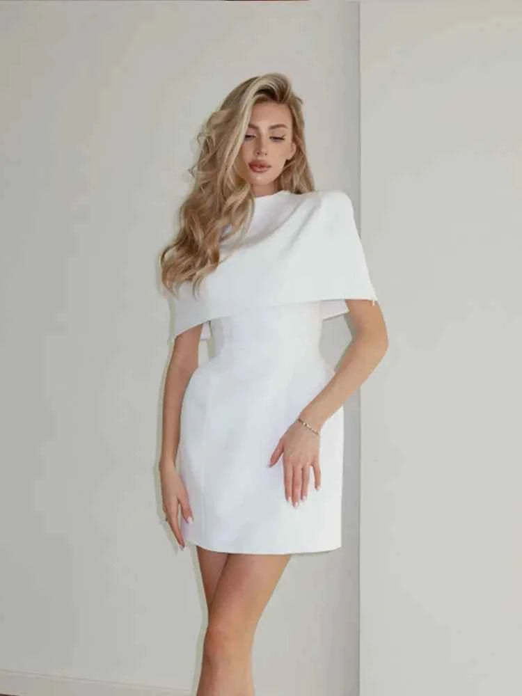 Trendy Lady Hollow Out Lace Mini Dress Elegant 2025 New Long Sleeve Designs Chic High Neck Short Vestidos Autumn Club Night Gown