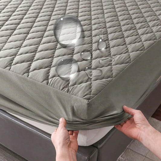 Waterproof Throw Mattress Cover Bed Fitted Sheet Mattress Protector Single/Double/140/160 Muti Size  Gray/White - Shoppiline