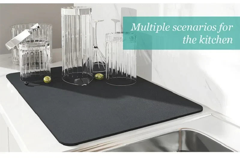 Coffee Machine Mat Kitchen Drain Mat Utensil Drying Mat Quick Drying Diatomaceous Earth Absorbent Placemat