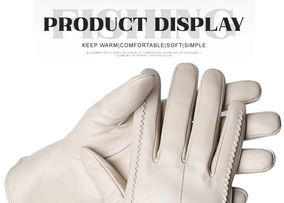 Women's sheepskin gloves winter warm plus velvet short thin touch screen driving color women's leather gloves good quality -2226